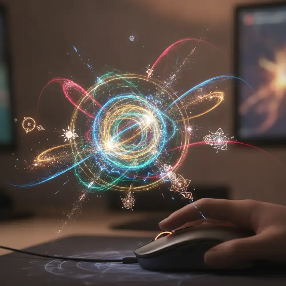 Close-up of the visual effects tied to user clicks and combos